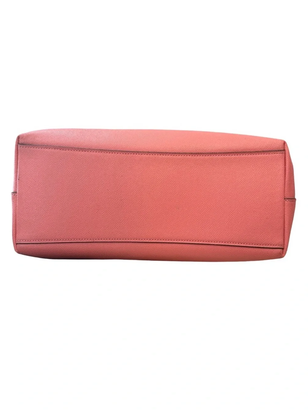 Summer Coach Coral-Red Leather Tote with Gold Hardware